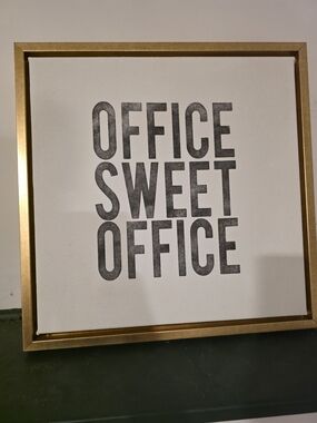 Gold Framed "Office Sweet Office" Wall Art - Home Office Decor